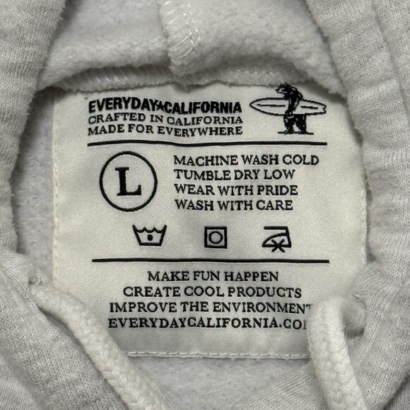 Everyday California Light Grey Hoodie Men's Size L - Picture 4 of 5